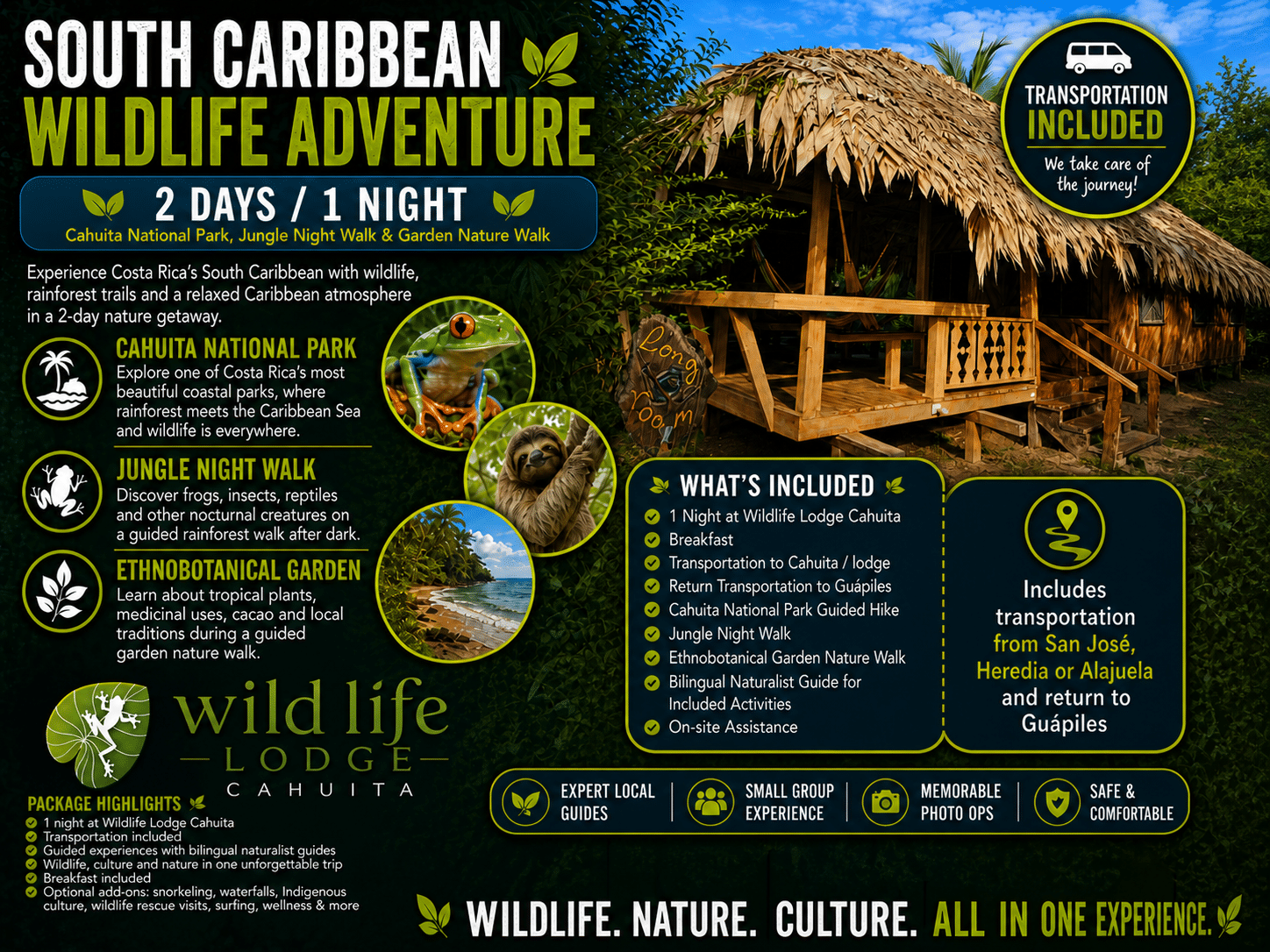 South Caribbean Wildlife Adventure 2 days 1 night